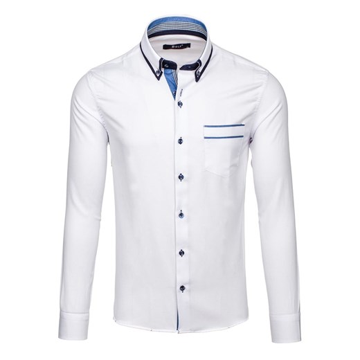 Biała koszula męska elegancka z długim rękawem Bolf 6938  Bolf XL okazja Denley.pl 