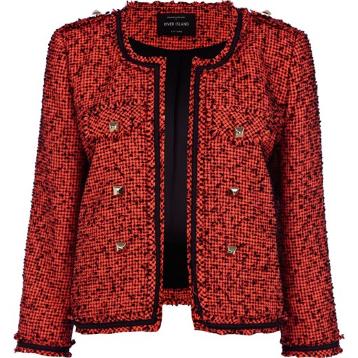 Orange studded boucle jacket