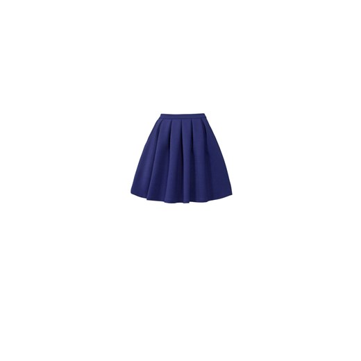 Blue Ribbed Structured Pleat Skirt