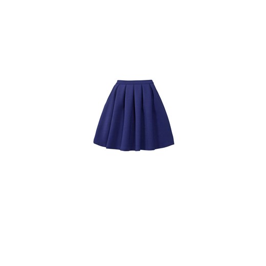 Blue Ribbed Structured Pleat Skirt
