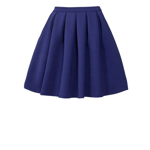 Blue Ribbed Structured Pleat Skirt