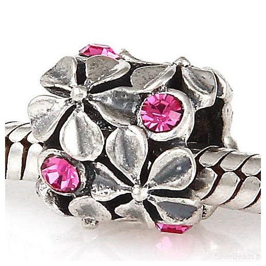 D357 Kwiaty charms koralik beads srebro 925