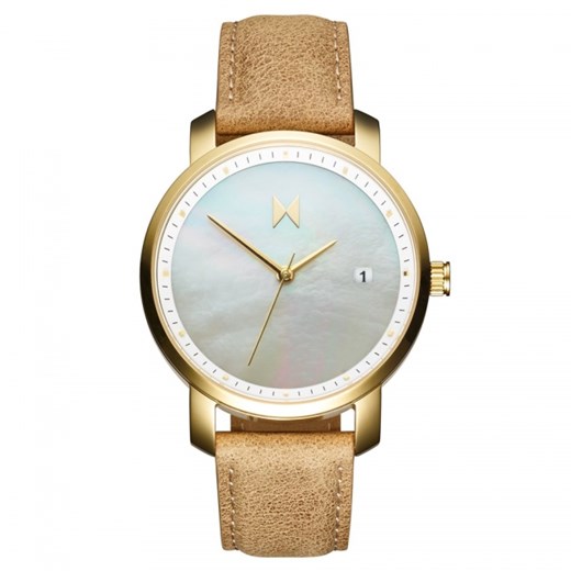 WOMEN'S GOLD PEARL LEATHER Mvmt Watches brazowy  theClassy.pl