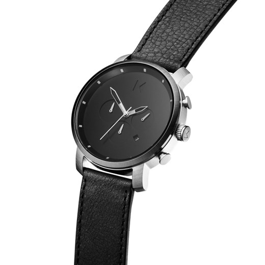 CHRONO SILVER/BLACK LEATHER Mvmt Watches   theClassy.pl