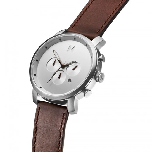 CHRONO SILVER/BROWN LEATHER  Mvmt Watches  theClassy.pl