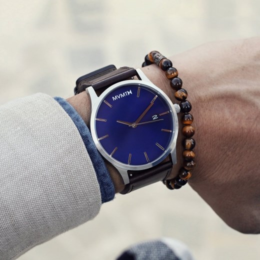 CLASSIC BLUE/BROWN LEATHER Mvmt Watches zielony  theClassy.pl