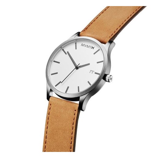 CLASSIC WHITE/TAN LEATHER Mvmt Watches brazowy  theClassy.pl