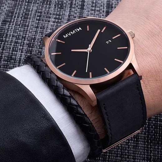 CLASSIC ROSE GOLD/BLACK LEATHER czarny Mvmt Watches  theClassy.pl