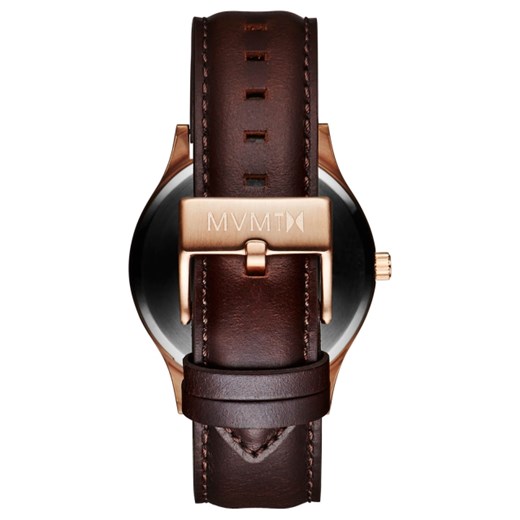 THE 40 - ROSE GOLD/BROWN LEATHER Mvmt Watches czarny  theClassy.pl