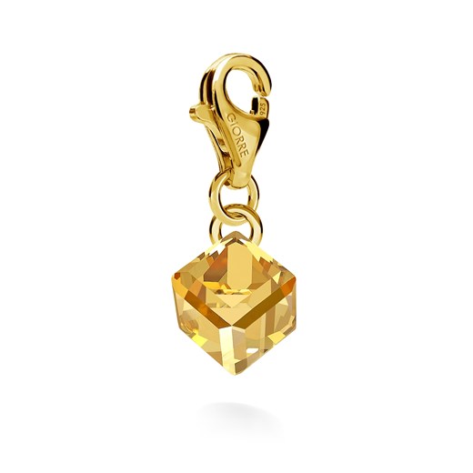 Srebrny charms kamień swarovski 925 : Kryształy - kolor - Crystal Golden Shadow, Srebro - kolor pokrycia - Pokrycie żółtym 18K złotem