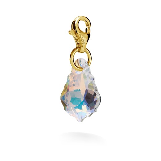 Srebrny charms kryształ swarovski 925 : Kolor kryształu SWAROVSKI - Crystal AB, Kolor pokrycia srebra - Pokrycie Żółtym 18K Złotem