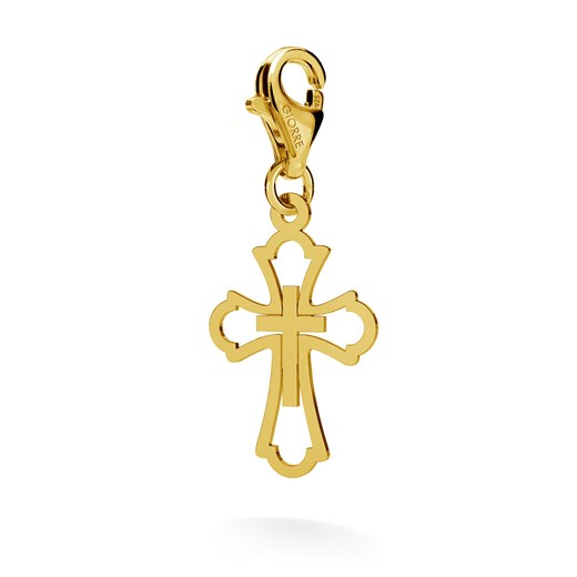 Srebrny charms ażurowy krzyż 925 : Kolor pokrycia srebra - Pokrycie Żółtym 18K Złotem