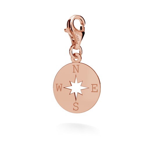 Srebrny charms zawieszka beads róża wiatrów kompas 925 : Kolor pokrycia srebra - Pokrycie Różowym 18K Złotem , Wariant - Charms