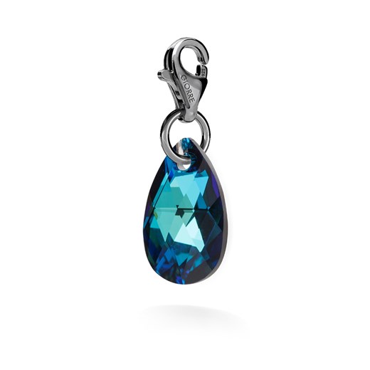 Srebrny charms kryształ swarovski 925 : Kolor kryształu SWAROVSKI - Crystal BBL, Kolor pokrycia srebra - Pokrycie Czarnym Rodem