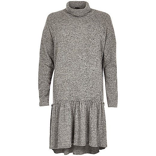 Grey turtleneck smock dress  River Island   