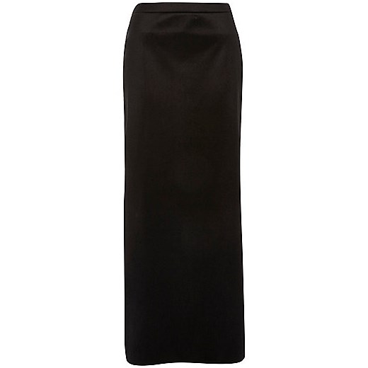 Black velvet side split maxi skirt   River Island  