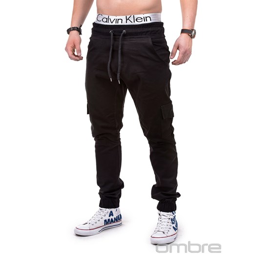 Spodnie męskie joggery P333 - czarne