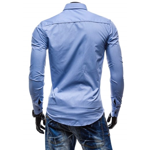 Błękitna koszula męska elegancka z długim rękawem Denley 4780
