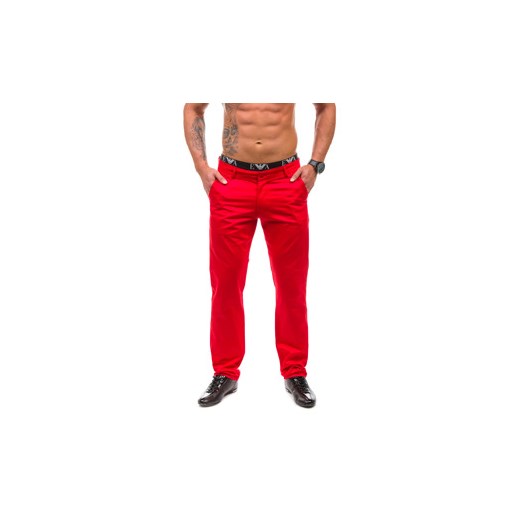 Czerwone spodnie chinosy męskie Denley 2927