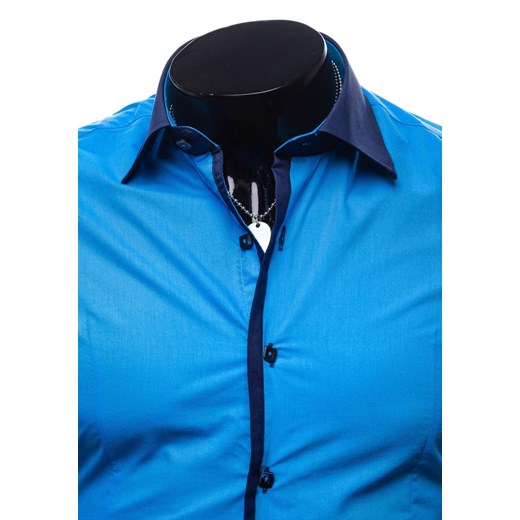 Niebieska koszula męska elegancka z długim rękawem Bolf 4782