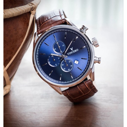 THE CHRONO'S BLUE/BROWN  Vincero Collective  theClassy.pl