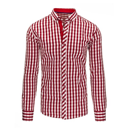 Biało-czerwona koszula męska w kratkę (dx1223)   XL DSTREET