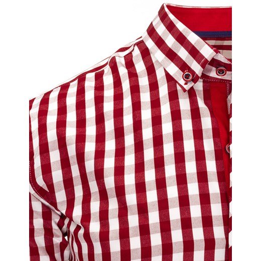 Biało-czerwona koszula męska w kratkę (dx1221)   XXL DSTREET