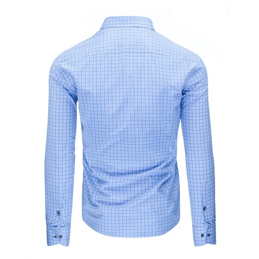 Niebieska koszula męska w kratkę (dx1217)   XL DSTREET