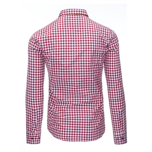 Biało-czerwona koszula męska w kratkę (dx1245)   XL DSTREET