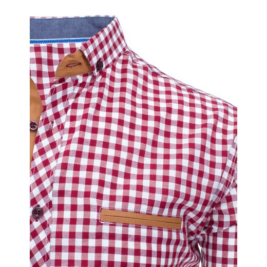 Biało-czerwona koszula męska w kratkę (dx1245)   L DSTREET