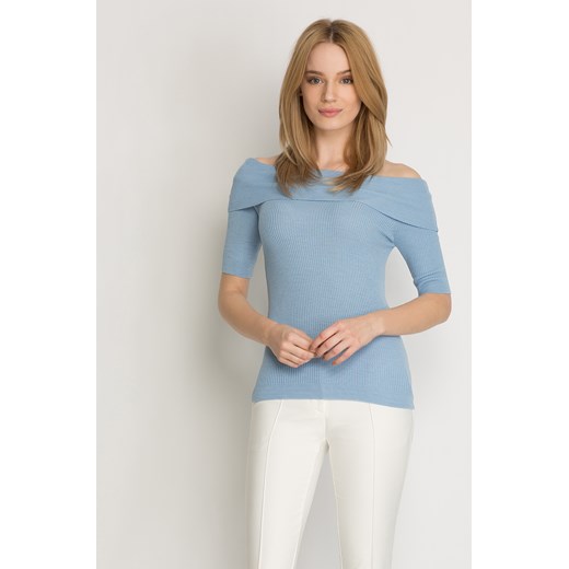 Sweter z dekoltem carmen niebieski Orsay L orsay.com wyprzedaż 