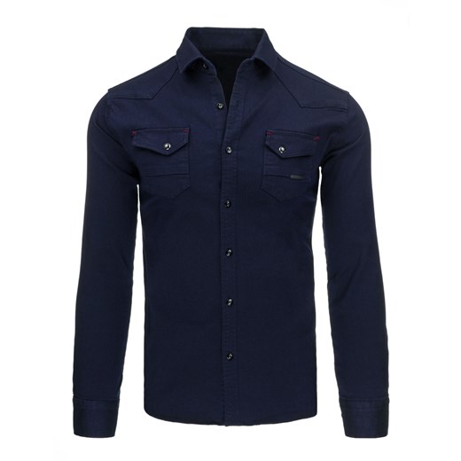 Koszula męska jeansowa granatowa (dx1254)  Jeans L DSTREET