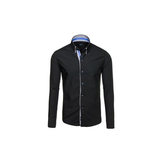 Czarna koszula męska elegancka z długim rękawem Bolf 6947  Bolf XL wyprzedaż Denley.pl 
