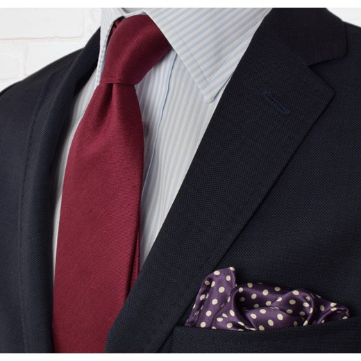 Krawat jedwabno  - lniany jednolity bordowy Republic Of Ties czerwony  