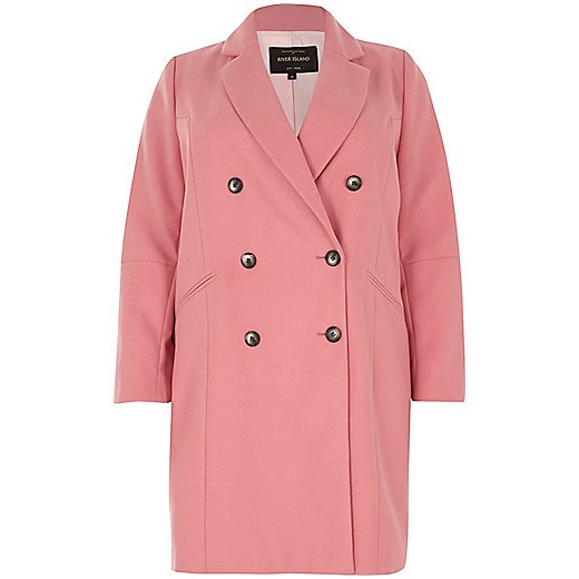 Plus pink double breasted coat  rozowy River Island  