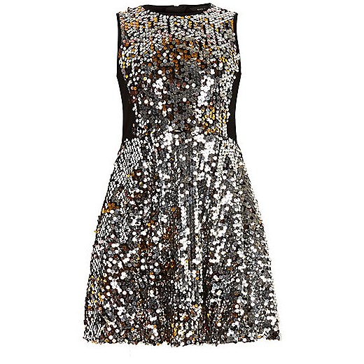 Girls silver sequin prom dress   River Island  