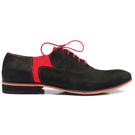 Czarne buty męskie z czerwonymi wstawkami czarny Faber - Obuwie Męskie 43 wyprzedaż Modini 