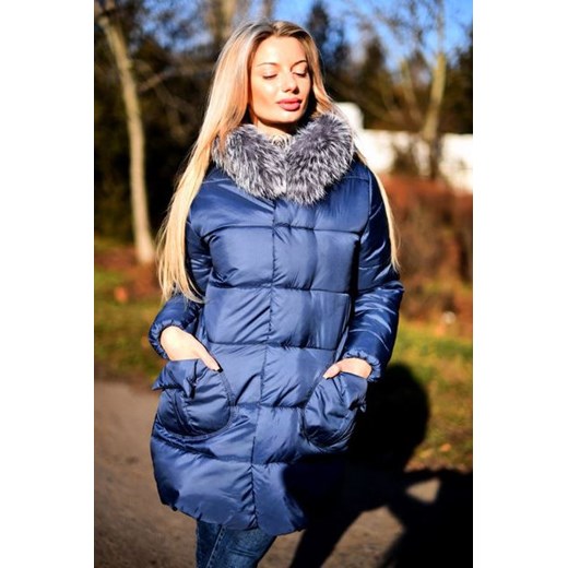 Płaszcz zimowy, bardzo ciepły, kremowy, mod 7066 Multibrand  L FashionGO