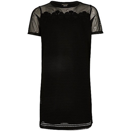 Girls black mesh T-shirt dress   River Island  