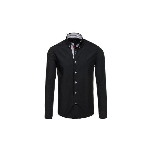 Czarna koszula męska elegancka z długim rękawem Bolf 6943 Denley.pl  XL wyprzedaż  