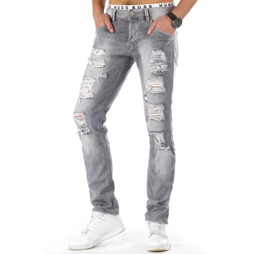 Spodnie jeansowe męskie szare (ux0792) Jeans bialy s38 DSTREET