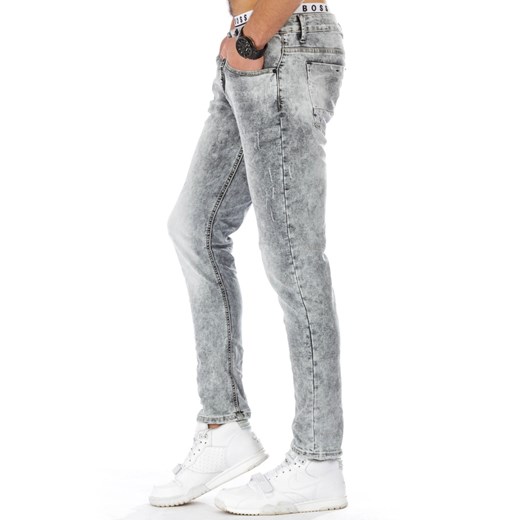 Spodnie jeansowe męskie szare (ux0793) bialy Jeans s34 DSTREET
