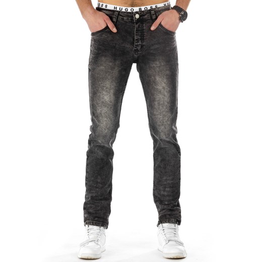 Spodnie jeansowe męskie czarne (ux0790) szary Jeans s31 DSTREET