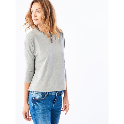 Mohito - Minimalistyczny sweter z zamkami - Szary