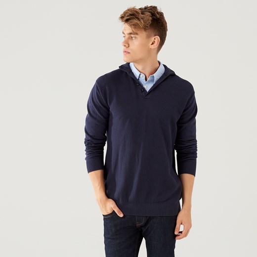 Cropp - Sweter z koszulą - Granatowy