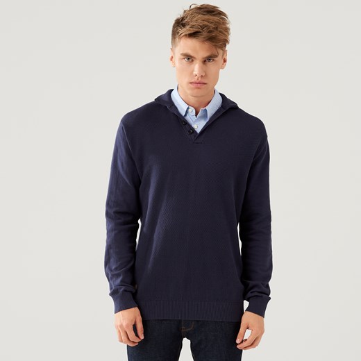 Cropp - Sweter z koszulą - Granatowy