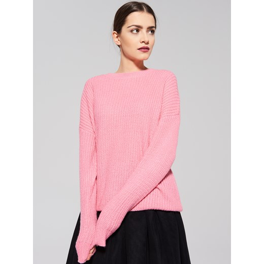 Sinsay - Ciepły sweter oversize - Różowy