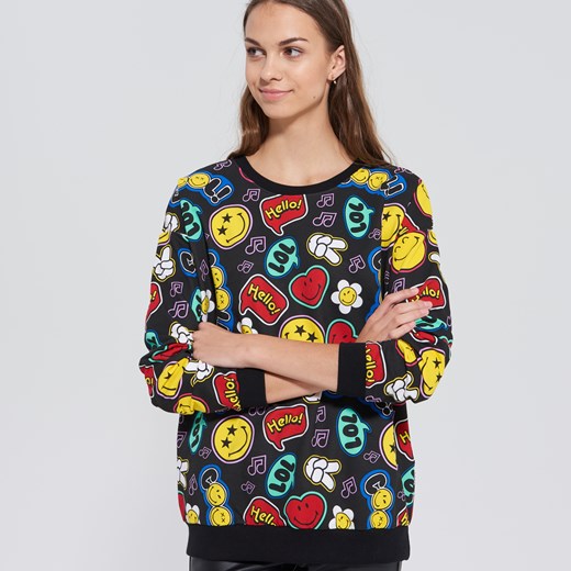 Sinsay - Bluza z nadrukiem smiley - Czarny