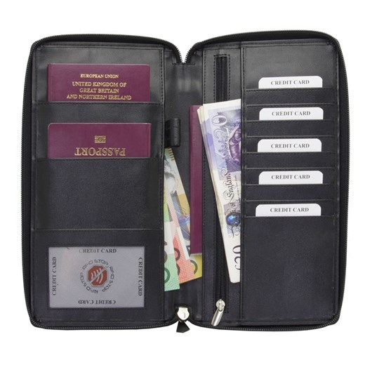 Organizer podróżny na karty bezstykowe oraz paszport biometryczny (Czarny)