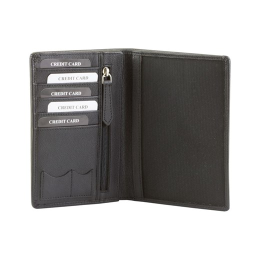 Skórzany portfel na paszport biometryczny oraz karty zbliżeniowe (Czarny)